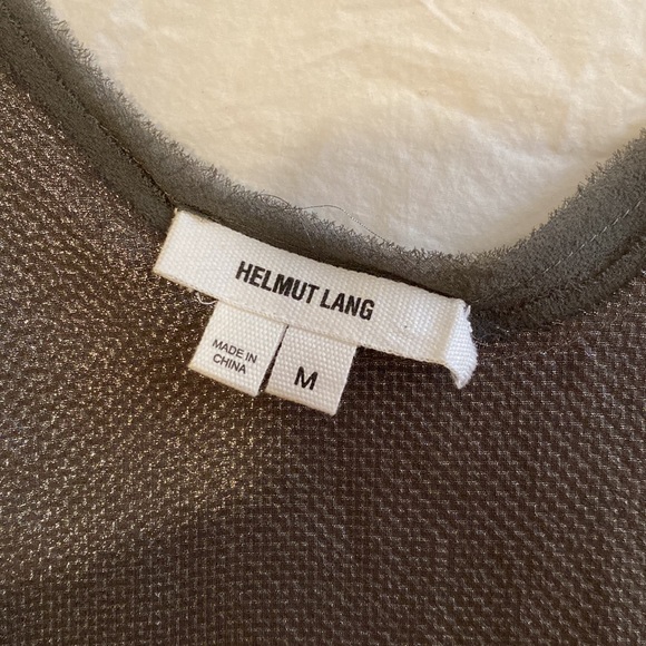 Helmut Lang Silk Asymmetric Metallic Sheer Tank Top - Picture 3 of 4